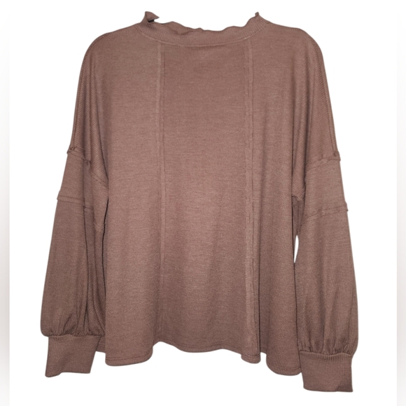 Boutique Like Love Women's Size Large XL Oversized Ribbed Knit Top Mauve Boho - Picture 1 of 5